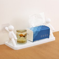 免打孔浴室置物架, 白色, 1套