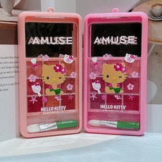 AMUSE HELLO KITTY聯名唇頰兩用盤 02粉色系 聖誕交換禮物, 1個, 02右盤偏粉