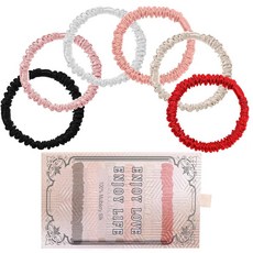 [ 733936 ] 6피스 헤어 스크런치 100% 멀베리 실크 여성용 여아용 컬리 두꺼운 새틴 얇은 모발 블랙 라지 귀여운 빅 슬리피 벌크 스몰 타이 수면