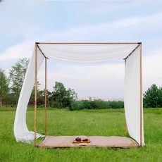 우드캐노피 야외 커튼 비치 촬영 캐노피 웨딩 차양막, 방수 화이트