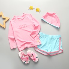 [KC인증]유아 키즈 주니어 초등 래쉬가드 수영복 BEACH BREAK 4색