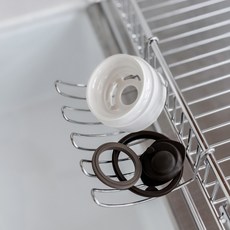 생활탐구 식기건조대 걸이형 수세미 트레이 싱크대 병솔 텀블러 뚜껑 설거지 건조대 보관 선반, 1개, 스텐