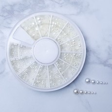 네일 진주 반진주 사이즈6종 화이트/크림 12칸, 1개, 반진주12칸-크림