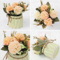 굿데이 365일 플라워 조화화분 피치 수국 현관, 1개