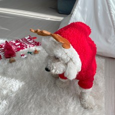 Grooming Dog 寵物聖誕馴鹿造型連帽衛衣, 紅色