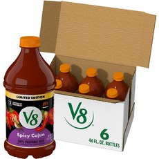 V8 Spicy Cajun 100% Vegetable Juice 46 fl oz Bottle (6 Pack), 946ml