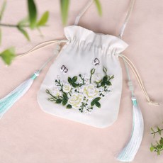 刺繡DIY手工自繡品初學者繡花便當包材料包十字繡包包自己繡蘇繡, 白玫瑰挎包+送輔助繡繃, 1個