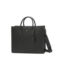 [국내매장정품]헤지스 [15인치 노트북 수납가능]블랙 로고배색 소가죽 서류가방 HJBA6E650BK