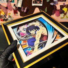 귀멸의 칼랑 (토키토 무이치로) 블라인드 박스 입체그림 세트 - 하시라 피규어 퍼즐 캔버스액자 선물, 21x21CM(21x21센티미터), 이노스케 미치히라