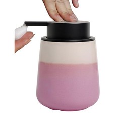 INGOFIN 세라믹 로션 디스펜서 355ML 12온스 모던 가능한 펌프가 주방용 접시 매트 비누 그린 액체 있는 디스펜서 욕실 리필, 핸드 펌프, 베이지 및 핑크 폼