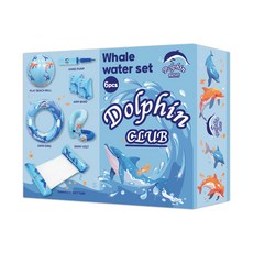 물놀이 필수품! 돌핀클럽 6종 세트(원형튜브 해먹튜브 비치볼 넥튜브 암밴드 수동에어펌프) | 물놀이 튜브 세트, 혼합색상