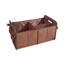 汽車後備箱收納箱 摺疊多隔層防水牛津布儲物盒, 後備箱收納袋棕色
