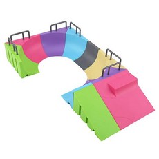 핑거보드 경기장 훈련장 손가락보드 트랙 장애물 보드게임, 1개, 컬러풀 트랙 세트