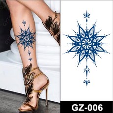 데이브렉 신개념 무광청색 리얼 타투 스티커 200종, 1개, GZ-006