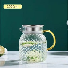 錘紋玻璃冷水壺 1000ml, 米粒壺1000ML 不鏽鋼鋼蓋, 1套, 1000L