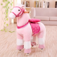 흔들말/승마 목마 이동식 바퀴 선물 트로이 대형 생일 장난감 말 성인용 점프 마운트, 1개, 미디엄 뉴 핑크 지베마 성인용90kg