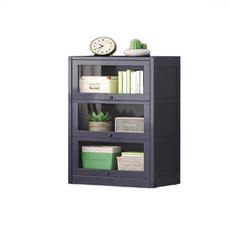 簡約風格玻璃門展示櫃，多層收納書櫃，客廳書房適用，防塵美觀, 太空灰色