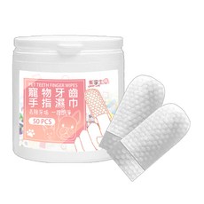 樂享生活 ENJOY LIFE 寵物潔牙濕巾指套 貓狗適用 50枚/罐 溫和清潔口腔, 1個, 50個裝