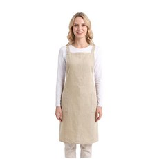 HSOFTIFY Pure Linen 크로스 백 앞치마 드레스 조절 가능한 허리 & 포켓 2개 유니 주방 및 서버 앞치마 67.3cm x 85.1cm 린넨