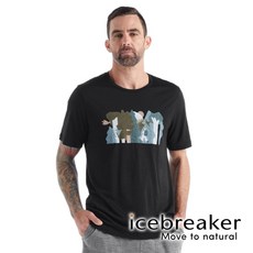 icebreaker Tech Lite II 男款羊毛圓領印花短袖上衣 AD150 黑色 0A56CQ