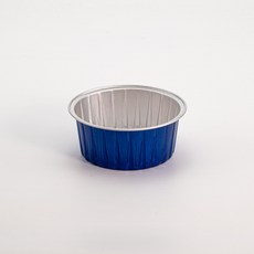 布丁杯 慕斯杯 圓形蛋糕盒 彩色錫箔杯 空氣炸鍋適用 烘焙盒, 寶石藍, 1個