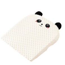 嬰兒斜坡墊 哺乳枕 防吐奶 15度角 透氣設計 側睡睡眠墊, AB雙面款可拆洗 帶耳朵斜坡墊米色熊貓款