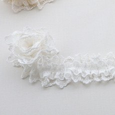 플리츠 레이스 메쉬 원단 폭 5cm DIY 주름 탄성 부자재, 1개, 화이트-이중 격자+코튼 A02