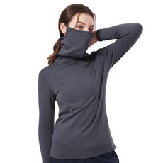 <스타일랑> 여성 약기모 마스크넥 긴팔티 / 웜커버 마스크 일체형 올인원 방한 기모 티셔츠