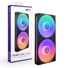 NZXT F120 RGB 코어 - 120mm 허브 장착 RGB 팬 - 개별 제어 가능한 LED 8개 - 반투명 팬 블레이드 - 유체 역학 베어링 - PWM 제어 - CAM 소프, 240mm, 블랙