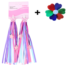 풍성한 킥보드 리본 테슬 자전거 손잡이 스트리머, NEW 퍼플+핑크, 1개