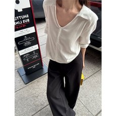 Yellwell 여름용 긴팔 셔츠 신상품 루즈핏 캐주얼 오픈 스타일 DJP