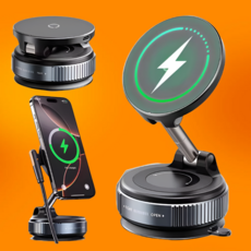 카로로 흡착식 고속 무선충전 맥세이프 차량용 핸드폰 거치대, 블랙