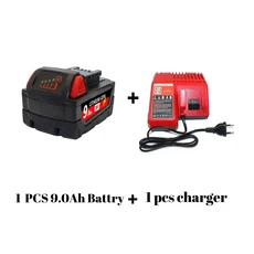 밀워키 M18 교체용 6.0Ah9.0Ah12.0Ah XC 리튬 이온 배터리 48-11-1815 2604-20 충전기, 10 1 pcs 9Ah 1 charger