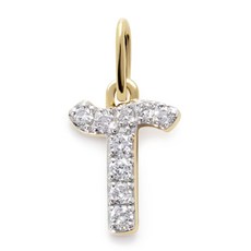 모니카비나더 14K 옐로 골드 이니셜 T 다이아몬드 펜던트