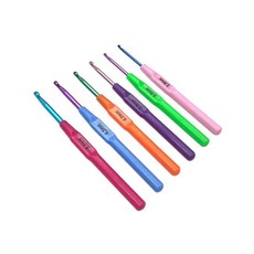 플라스틱 손잡이 홈 알루미늄 크로 뜨개질 니트 후크 바늘, 1개