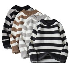 條紋毛衣 保暖上衣 學院風 寬鬆水貂毛休閒上衣 慵懶高級風 青少年套頭上衣 秋冬毛衣 慵懶風長袖上衣