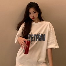 BRETFRNO 프린팅 박스 반팔 티셔츠 BI-A200230 나시티 티숙 여성반팔 긴티
