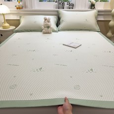 高端A类冰丝凉席三件套床笠款夏季2026新款可机洗夏天床单软席子, 凝膠注入記憶棉, 斑点狗狗床席款【A类品质 凉而不冰】