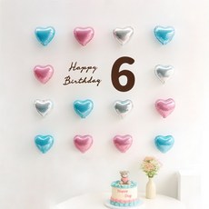 해피제이니 펠트 생일레터링 미니하트 풍선 20개 생일 파티용품 세트, 1세트, 블루 6번