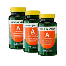 스프링밸리 비타민A 2400mcg 소프트젤 Spring Valley Vitamin A, 3개, 250정