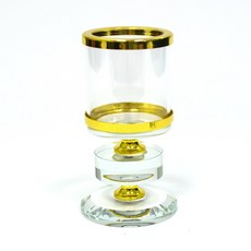 新韻傳音 光普燭杯 酥油蠟燭台 水晶玻璃燭杯 供佛燈具, 金色-透明