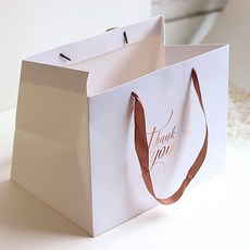 [오브제스타] Thank you 화이트 바닥넓은 쇼핑백(5개), 5개
