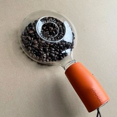 Shark家具 咖啡烘焙手搖咖啡壺 輕奢精緻休閒可加熱陶瓷, 1個, 透明款+橙色手柄套,透明款