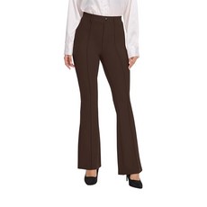 VIMPEP 68.6cm/73.7cm/78.7cm(29인치)/78.7cm(31인치) 여성용 하이라이즈 풀온 부츠컷 드레스 팬츠 플레어 워크 요가 팬츠 지퍼 포켓 비즈니스 슬랙스, 68.6cm(27인치) 높이: 152.4cm(5피트 1, XS, 브라운