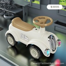 빈티지 클래식 자동차 밸런스 바이크 슬라이더 1-3세 어린이 아기 유아 4륜 요 어린이용 트위스터 등이 있습니다, 따뜻한 차 화이트 고급 음악 조명  초