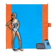 4Monster 해변 담요 샌드프리 방수 캠핑 담요 휴대용 오버사이즈 캠핑 및 하이킹 매트 경량 피크닉 여행 해변 공원 캠핑용 (핑크 라지(218.6cm x 1, 블루