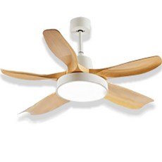 家用變頻風扇燈 靜音運行 六檔調節 三色變光, CT61 灰+原木色ABS五葉扇/吸/吊頂款變頻遙控+三色變光