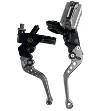 CNC 한 쌍의 78 22mm 범용 오토바이 브레이크 마스터 실린더 레버 케이블 클러치 저수지 스쿠터 스포츠 먼지 자전거, [16] Titanium A