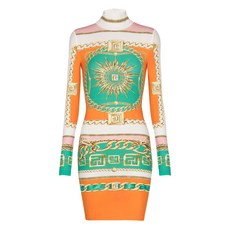 발망 그래픽 프린트 바디콘 드레스