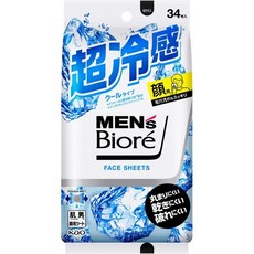 비오레 남성용 페이스 시트 쿨 타입 34매 페이셜 111606, 1개